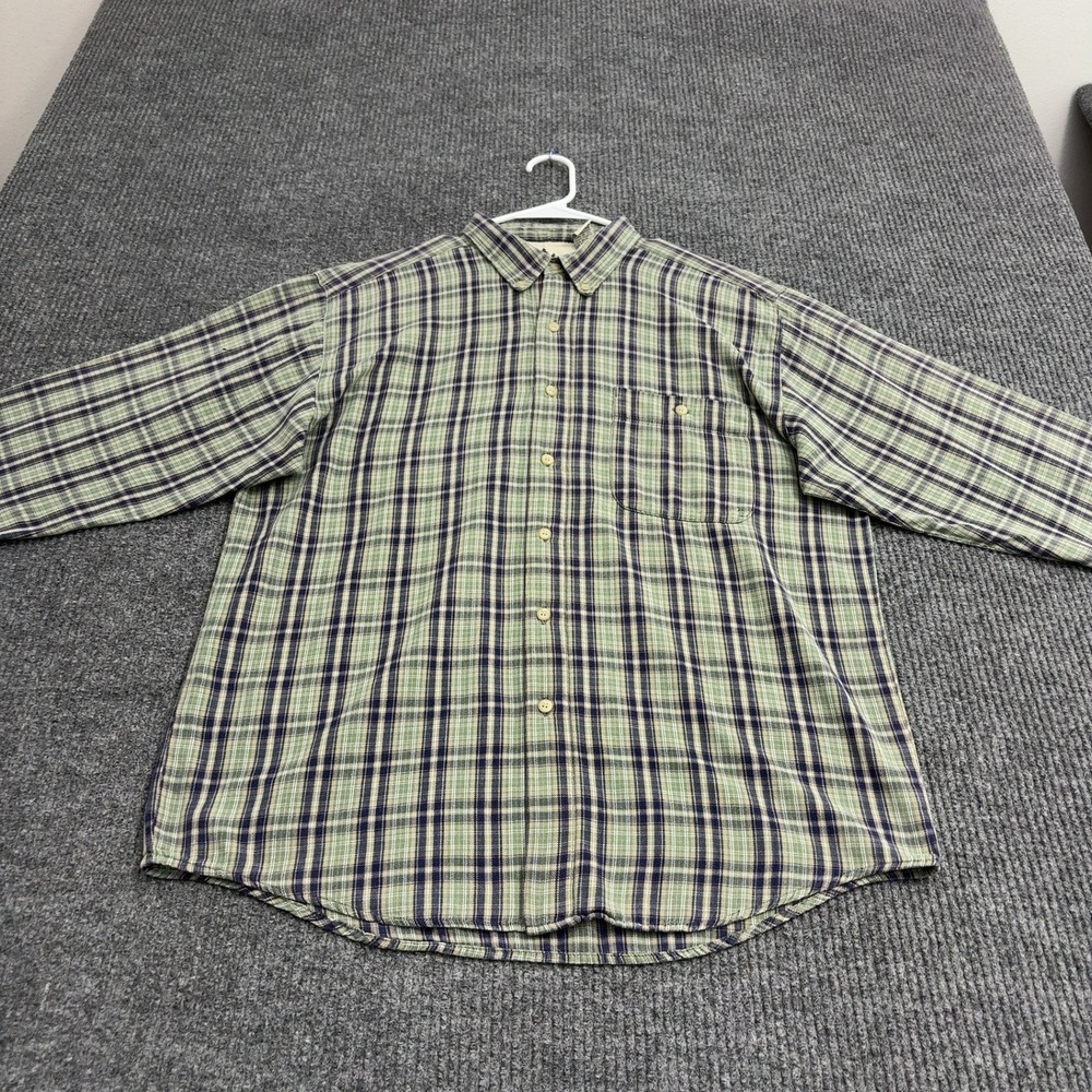 Vintage Bugle Boy Shirt Mens L Green Cotton Plaid Button Down Casual Gorpcore